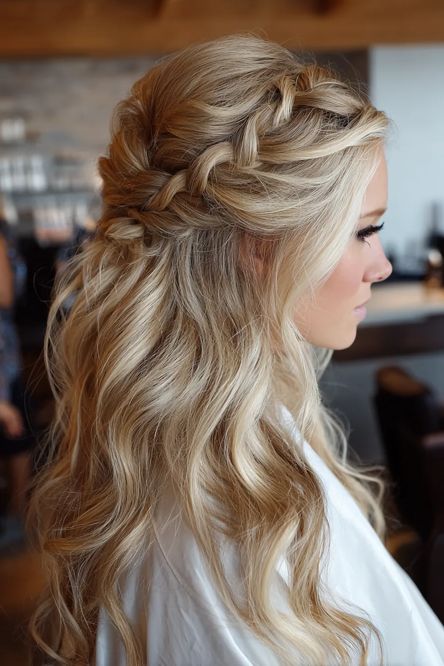 9. Half-Up Twist with Ash Blonde Shine (Wedding Hairstyles) - Wedding Hairstyles