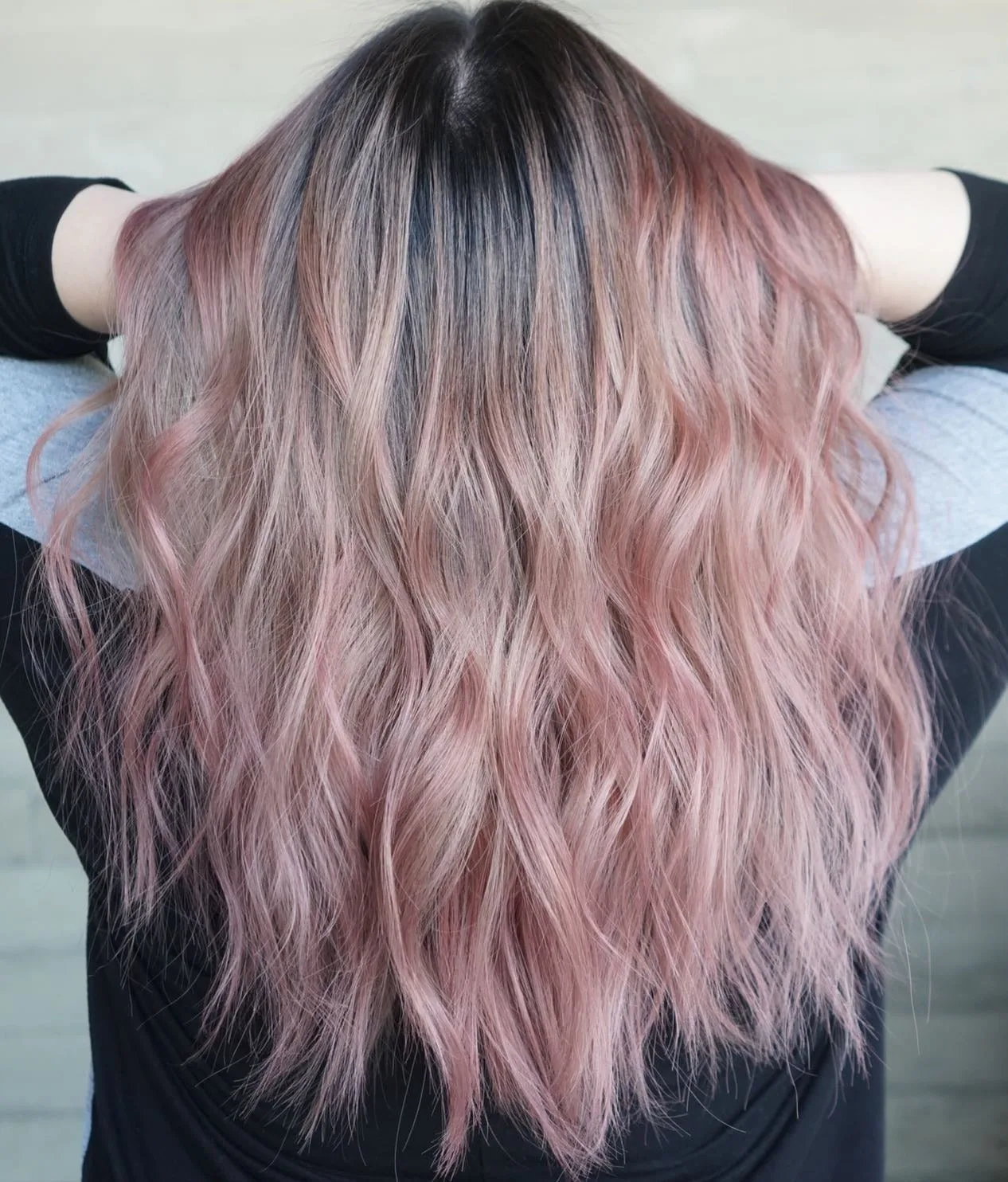 9. Voluminous Waves in Dusty Rose Ombre (Dusty Rose Hair Color)