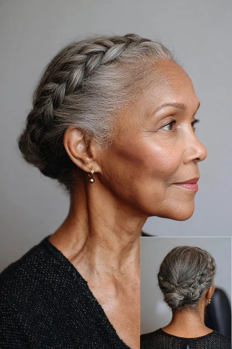 Braided crown low bun