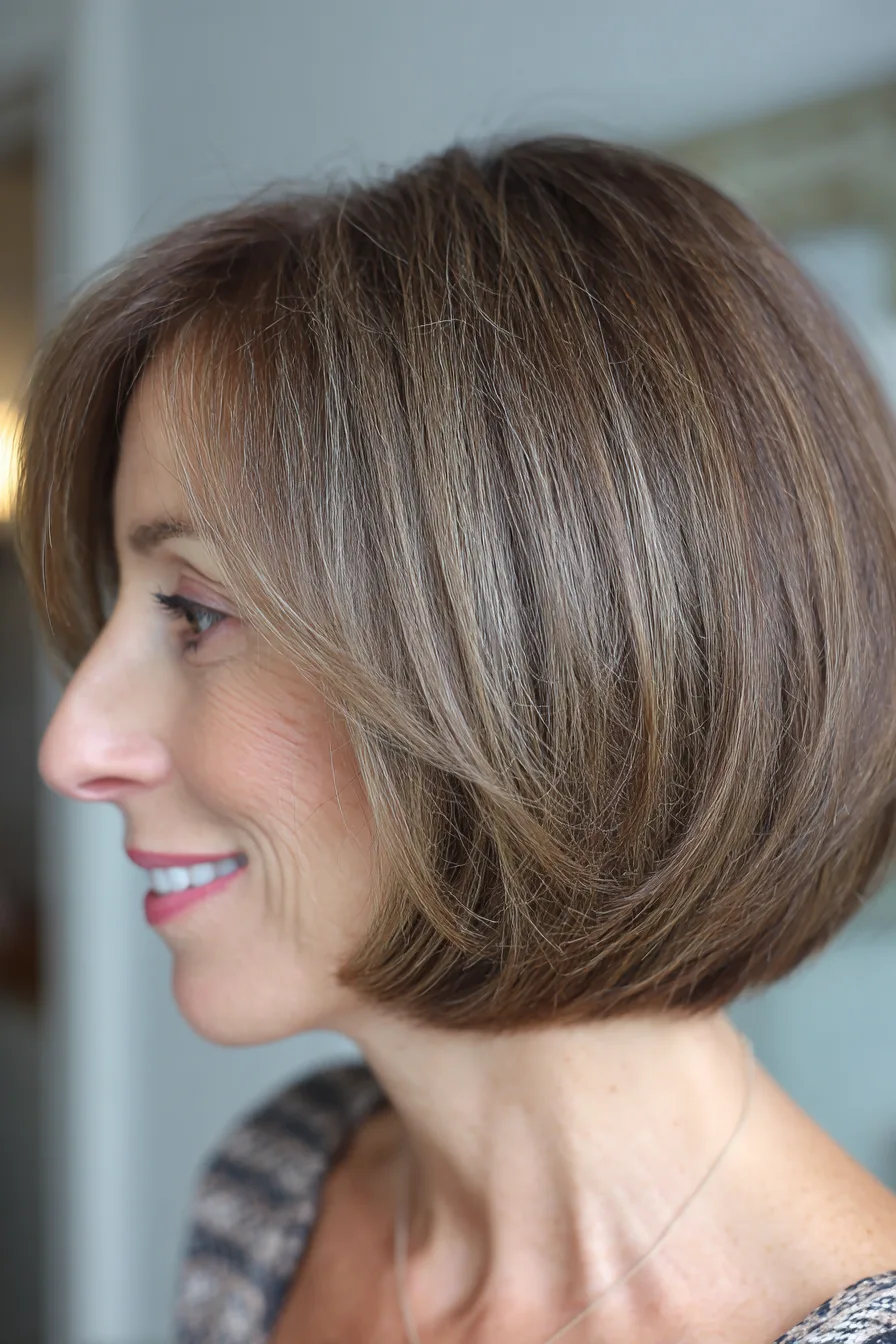 1. Classic Blunt Bob with Ash Brown Tones (Blunt Haircuts For Women Over 50) - Blunt Haircuts For Women Over 50