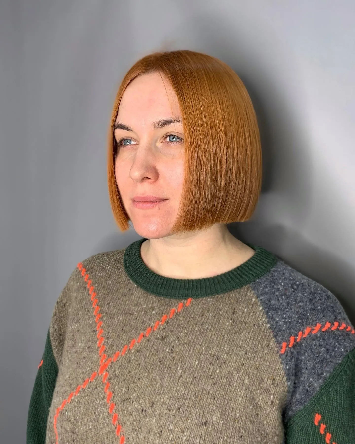 1. Polished Copper Precision Bob (Classic Bob Cut)