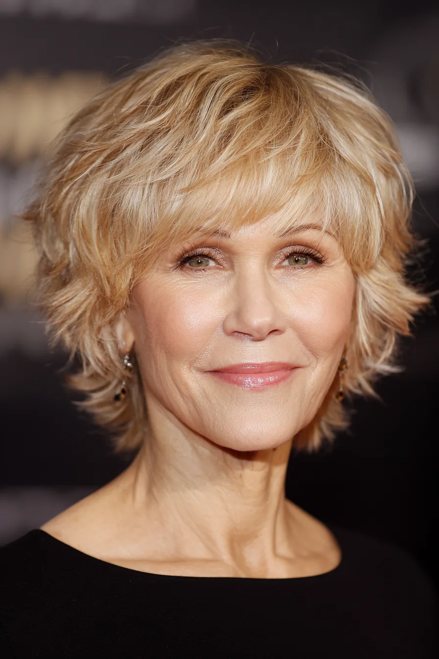 10. Cropped Honey Blonde Layers (Popular Haircuts For Women Over 60) - Popular Haircuts For Women Over 60