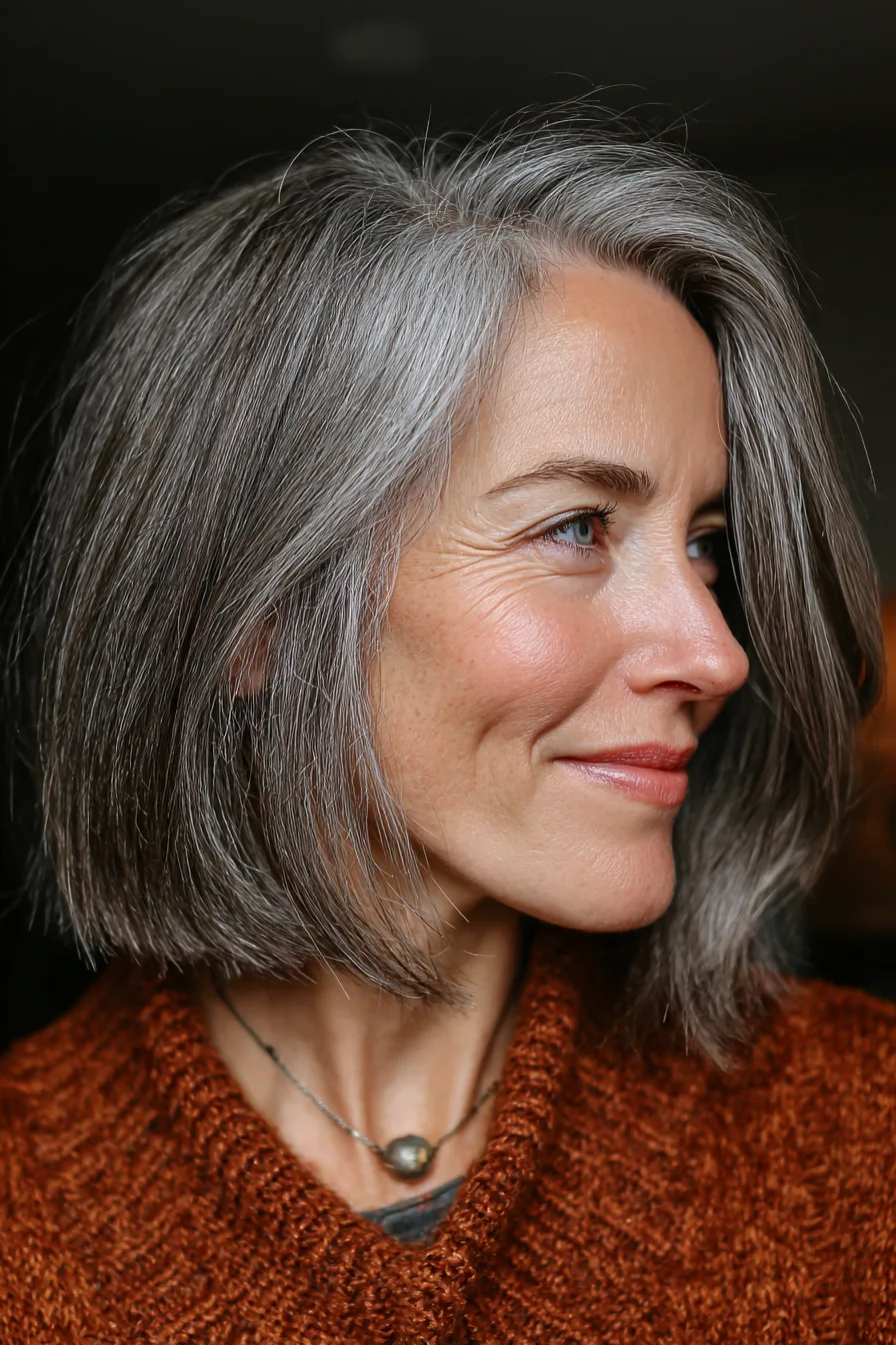 10. Straight Blunt Bob with Mushroom Brown Hue (Blunt Haircuts For Women Over 50) - Blunt Haircuts For Women Over 50