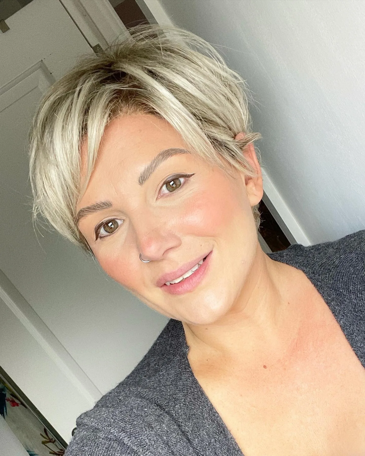 11. Ash Blonde Layered Pixie (Long Pixie Cuts)