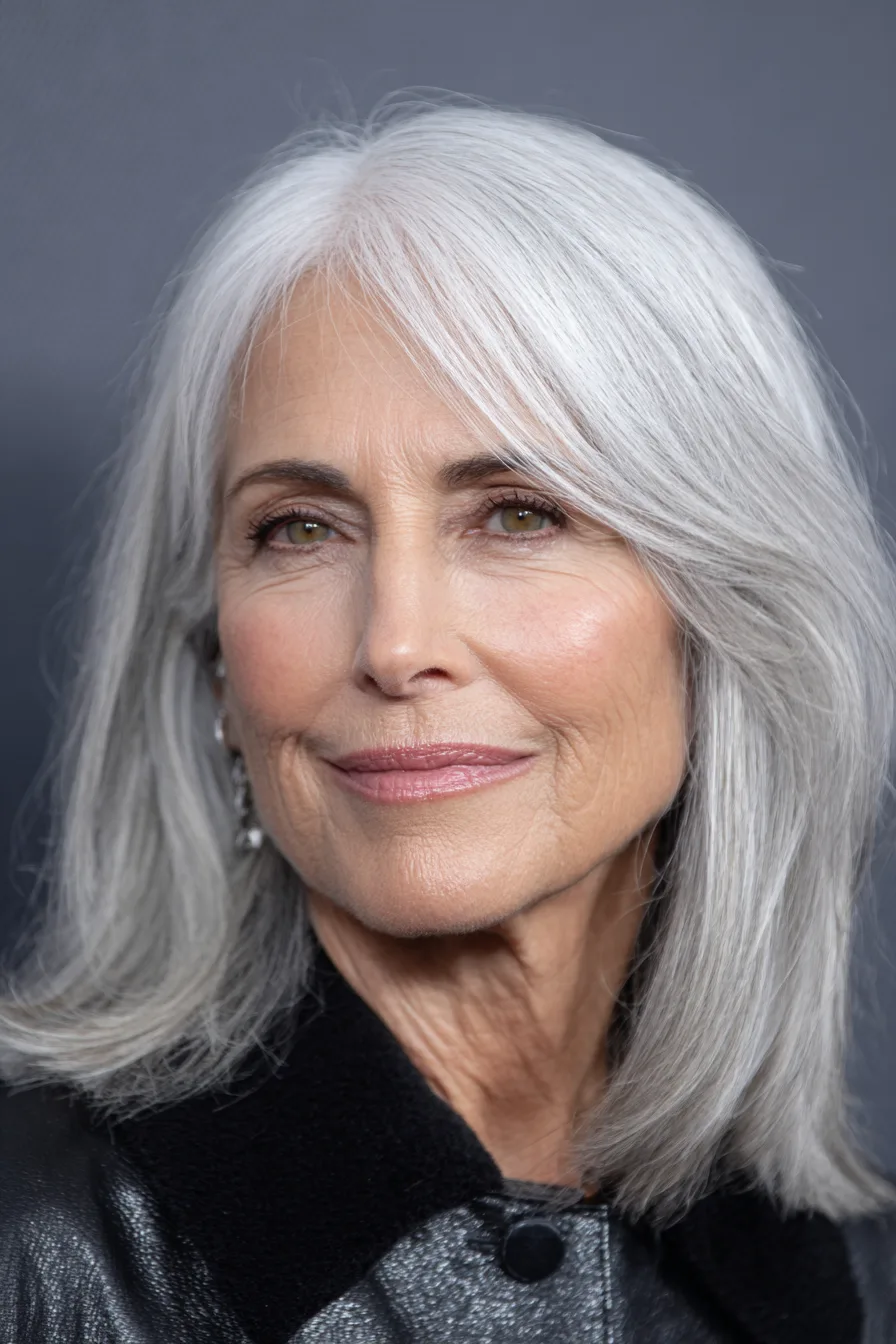 11. Collarbone Cut with Platinum Silver Shine (Medium Length Hairstyles For Women Over 60 With Fine Hair) - Medium Length Hairstyles For Women Over 60 With Fine Hair