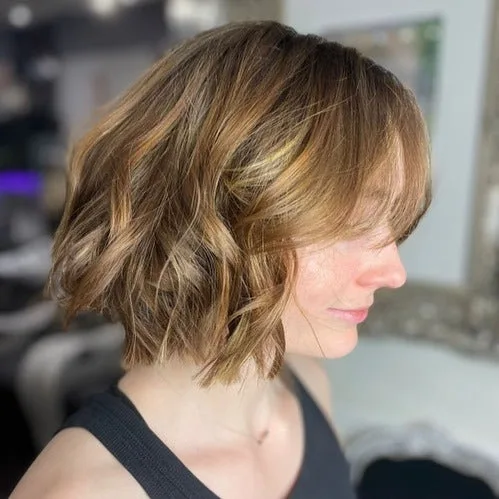 11. Textured Toffee Wave Bob (Classic Bob Cut)