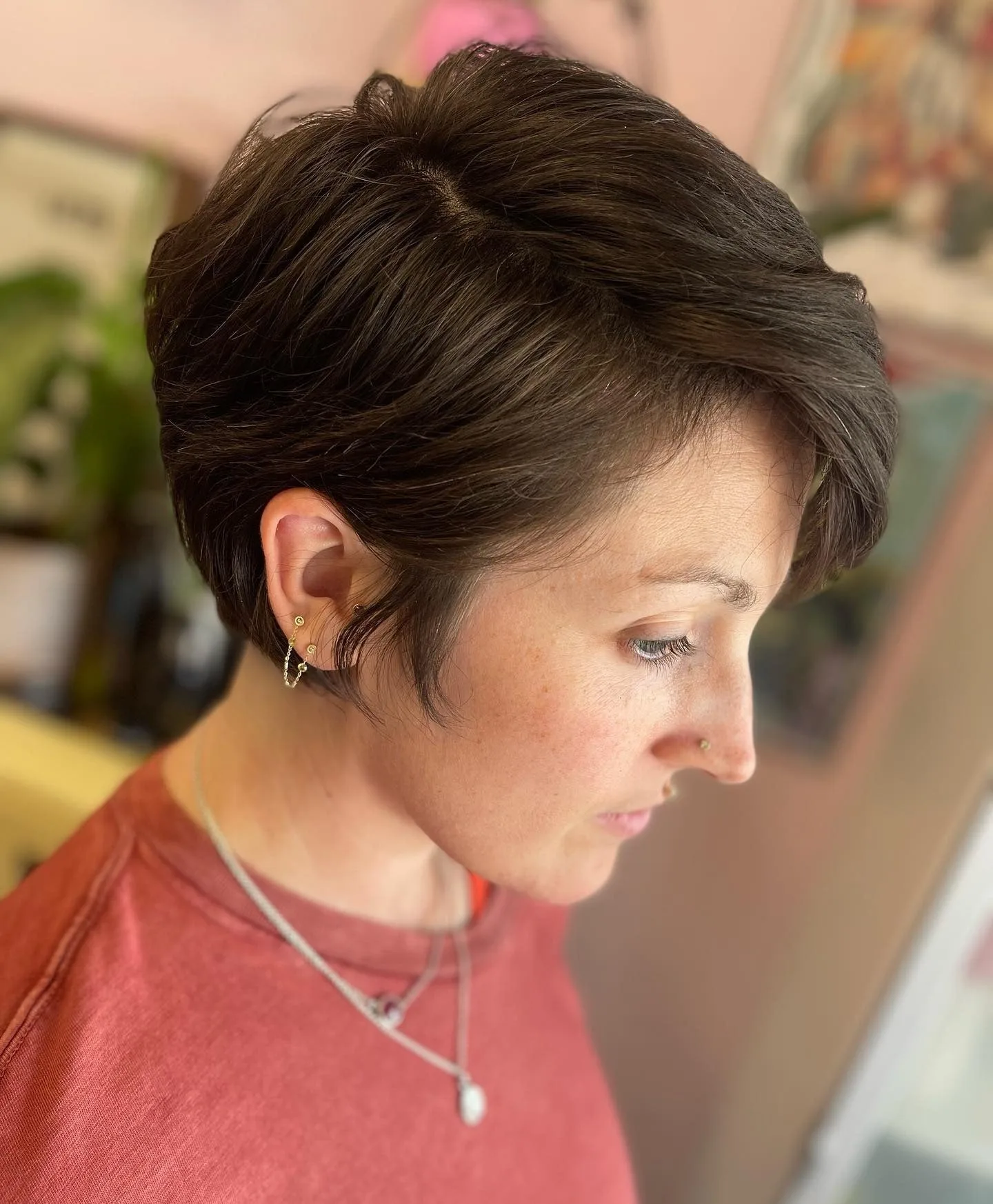 12. Dark Mocha Pixie with Natural Texture (Long Pixie Cuts)