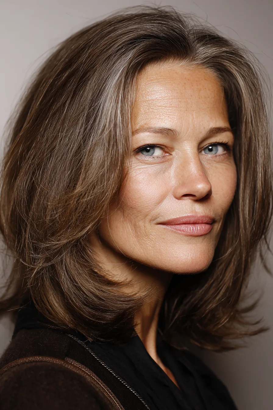 14. Blunt Midi Cut with Soft Brunette Tones (Medium Length Hairstyles For Women Over 60 With Fine Hair) - Medium Length Hairstyles For Women Over 60 With Fine Hair