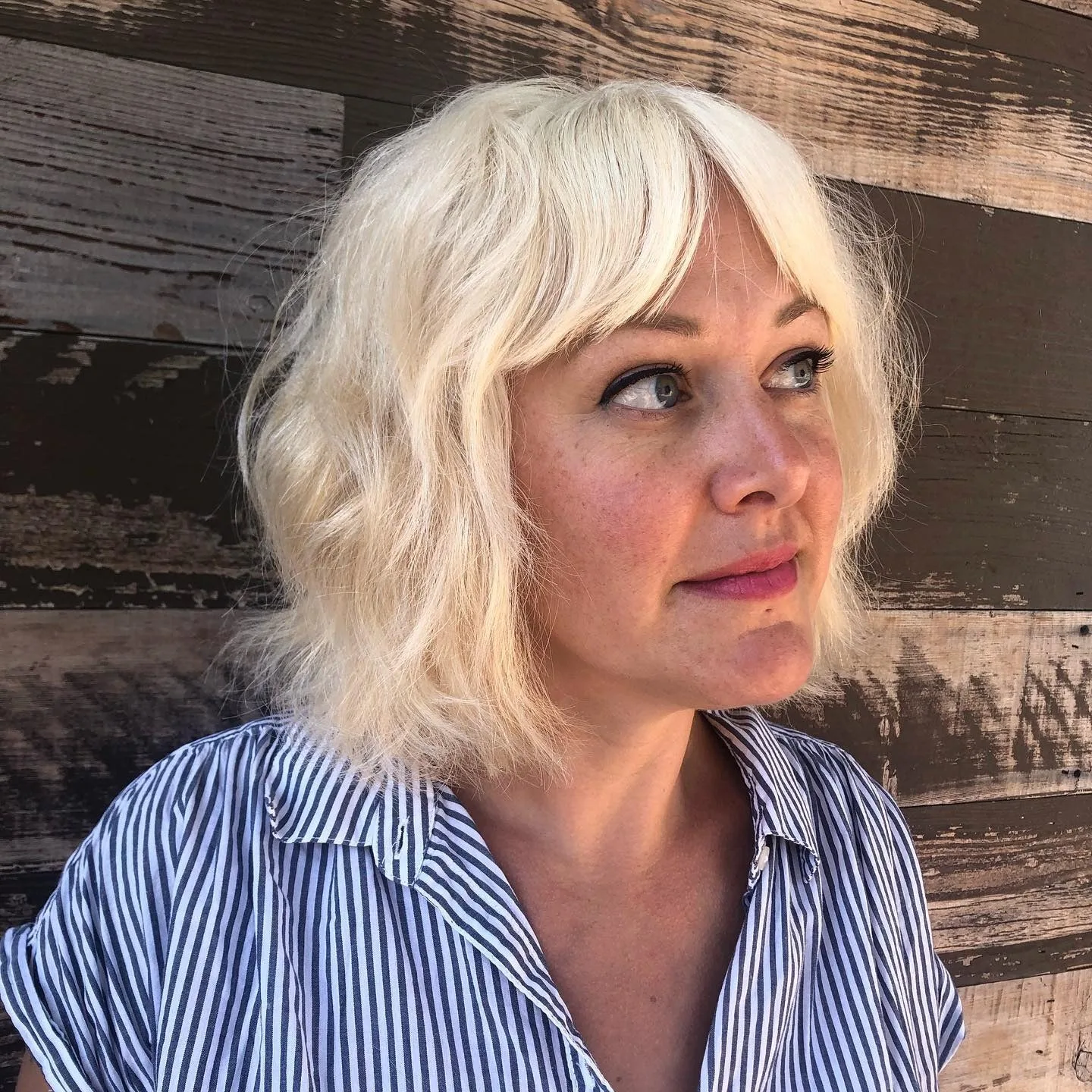 15. Platinum Textured Bob with Soft Fringe (Shaggy Bob Haircuts)