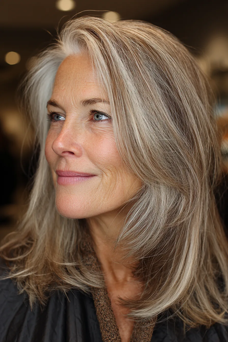 16. Shoulder-Grazing Layers with Light Ash Brown (Medium Length Hairstyles For Women Over 60 With Fine Hair) - Medium Length Hairstyles For Women Over 60 With Fine Hair