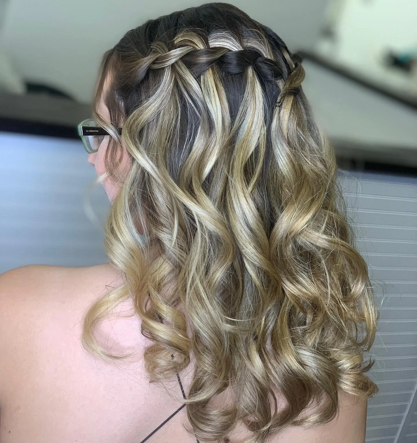 2. Golden Cream Waterfall Cascade (Waterfall Braid Hairstyles)