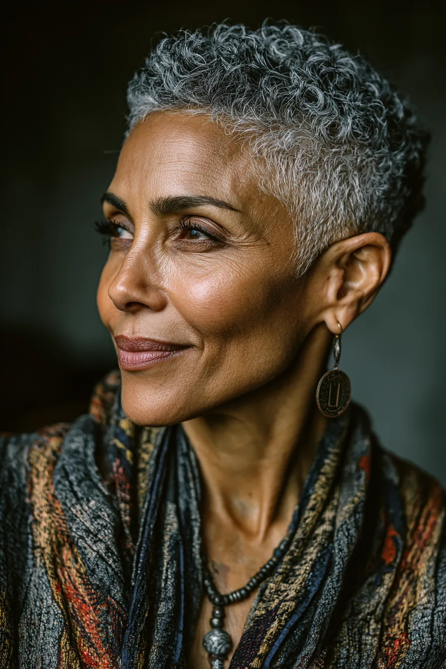 20. Jet Black Sculpted Crop (Popular Haircuts For Women Over 60) - Popular Haircuts For Women Over 60