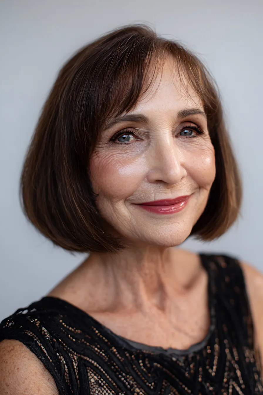 20. Tapered Lob with Rich Espresso Brown (Medium Length Hairstyles For Women Over 60 With Fine Hair) - Medium Length Hairstyles For Women Over 60 With Fine Hair