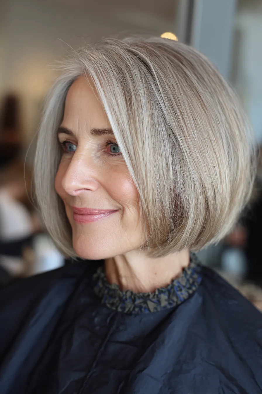 23. Chin-Length Blunt Bob with Natural Dark Blonde (Blunt Haircuts For Women Over 50) - Blunt Haircuts For Women Over 50
