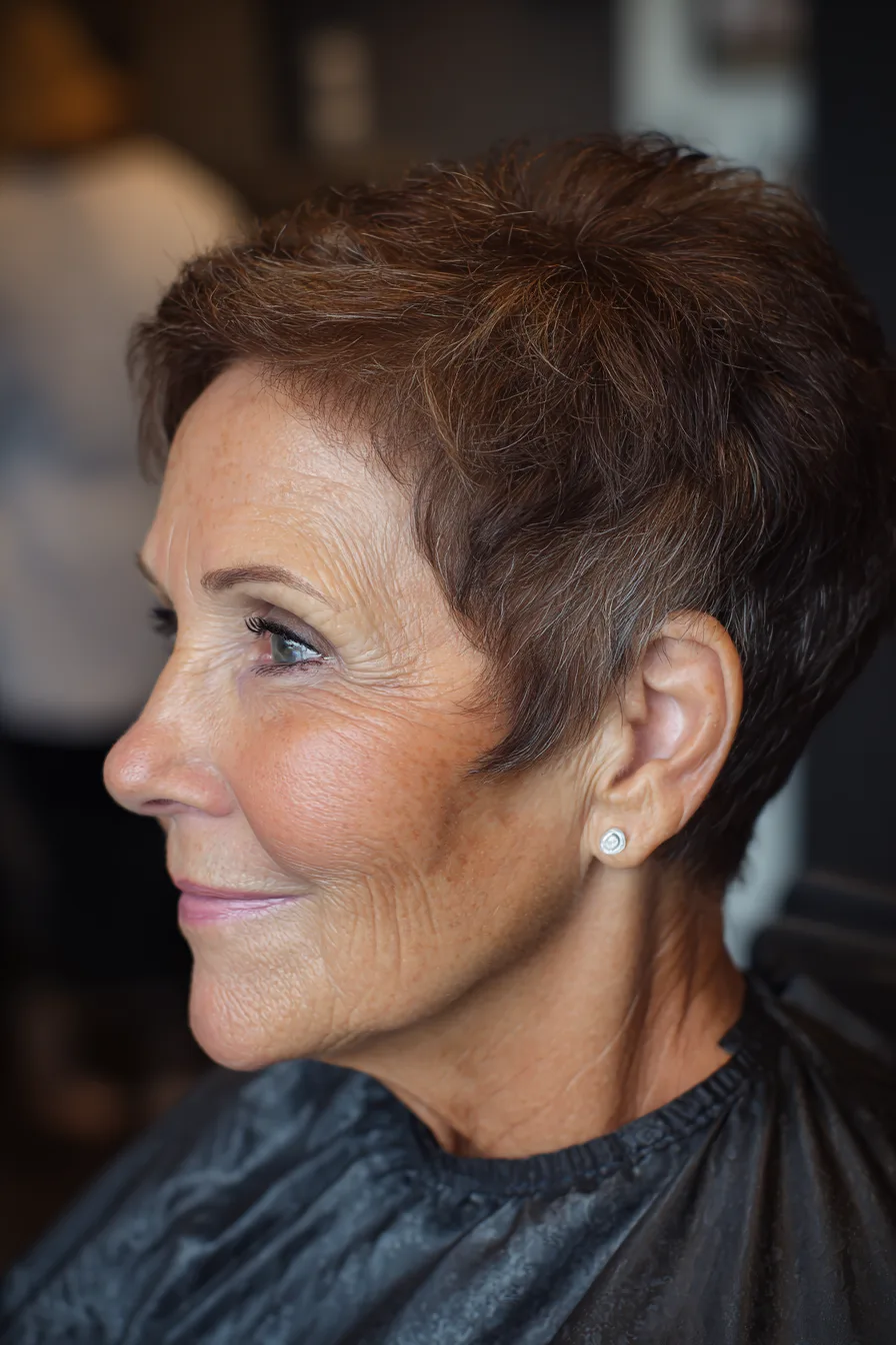 23. Dark Brown Classic Taper Cut (Popular Haircuts For Women Over 60) - Popular Haircuts For Women Over 60
