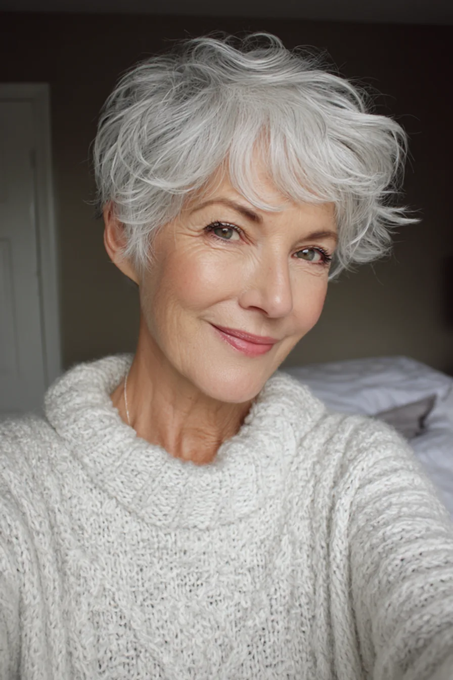 25. White Ash Pixie with Volume (Hairstyles For Women Over 60 With Gray Hair) - Hairstyles For Women Over 60 With Gray Hair