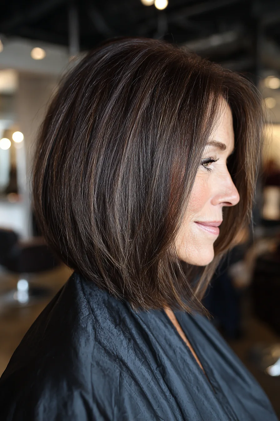 3. Blunt Lob with Dark Cocoa Brown (Blunt Haircuts For Women Over 50) - Blunt Haircuts For Women Over 50