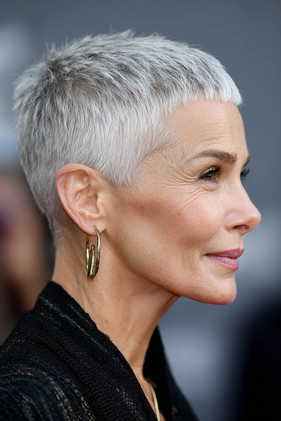 4. Silver Blunt Pixie with Tapered Back (Blunt Haircuts For Women Over 50) - Blunt Haircuts For Women Over 50