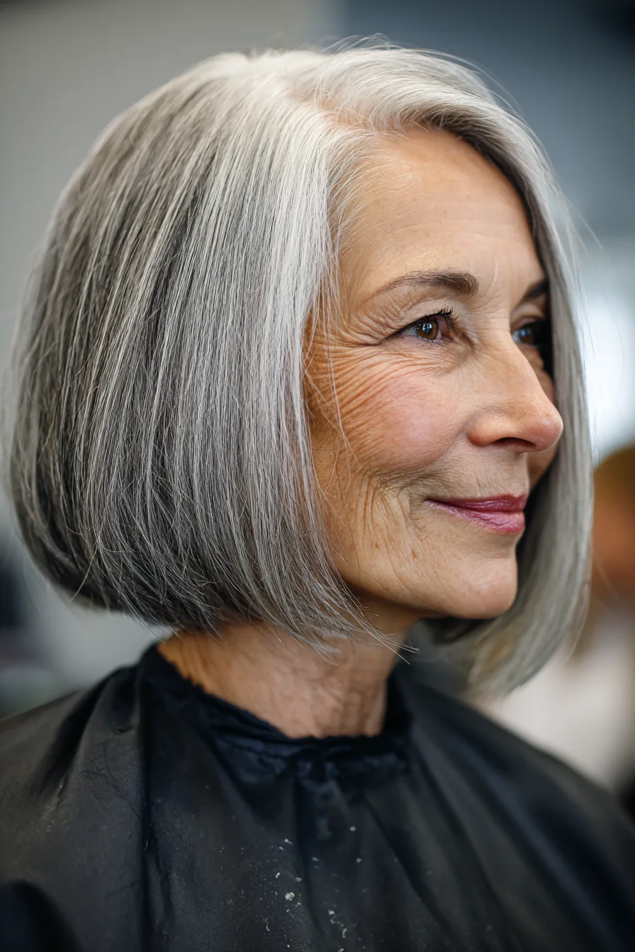 4. Straight-Cut Bob with Salt-and-Pepper Blend (Medium Length Hairstyles For Women Over 60 With Fine Hair) - Medium Length Hairstyles For Women Over 60 With Fine Hair
