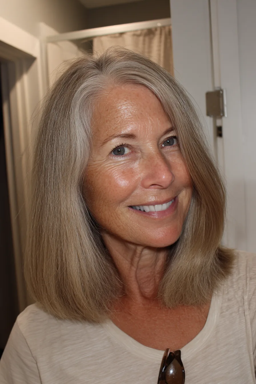 5. Blunt Collarbone Cut with Sandy Blonde Hue (Blunt Haircuts For Women Over 50) - Blunt Haircuts For Women Over 50