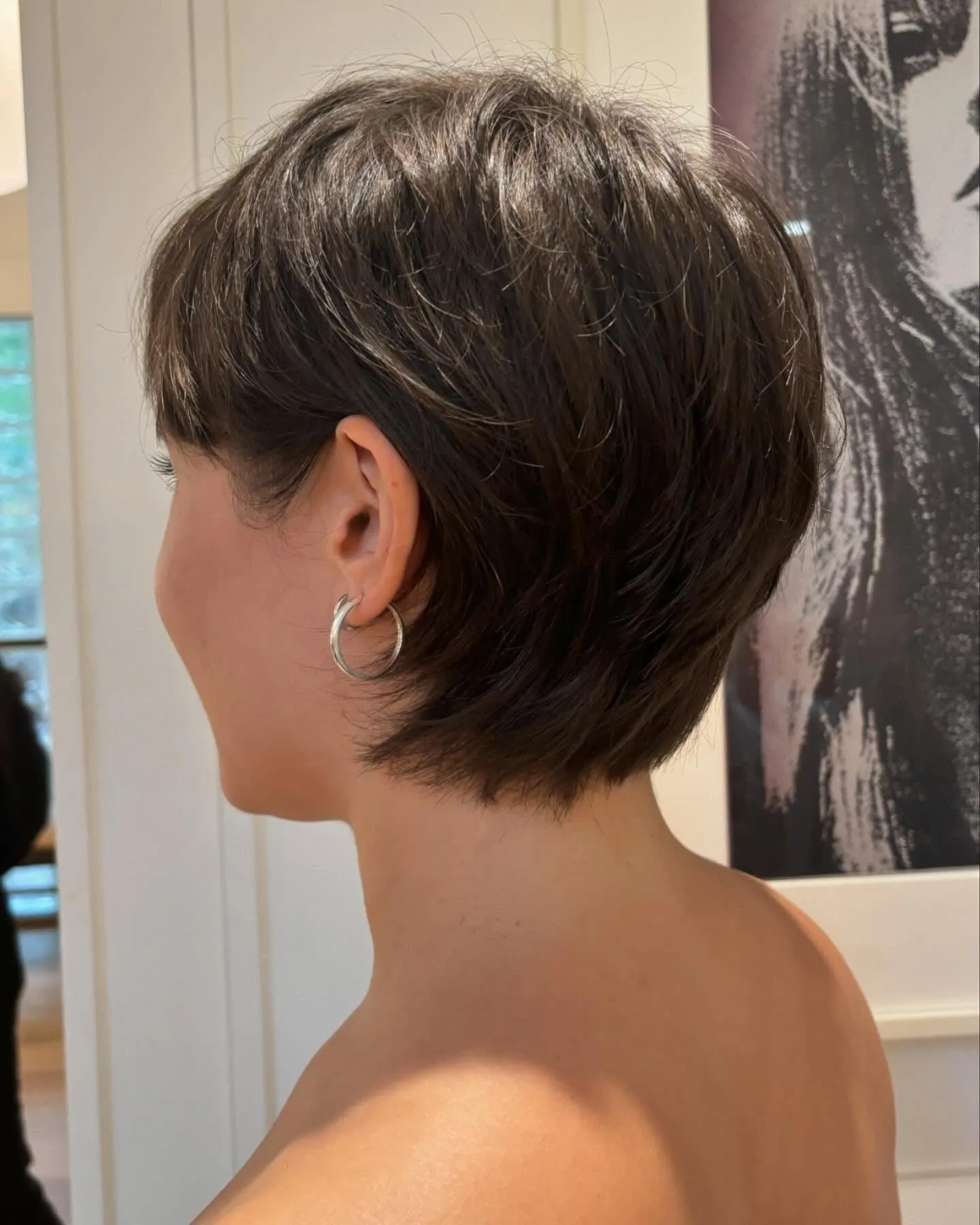 6. Deep Espresso Layered Pixie (Long Pixie Cuts)