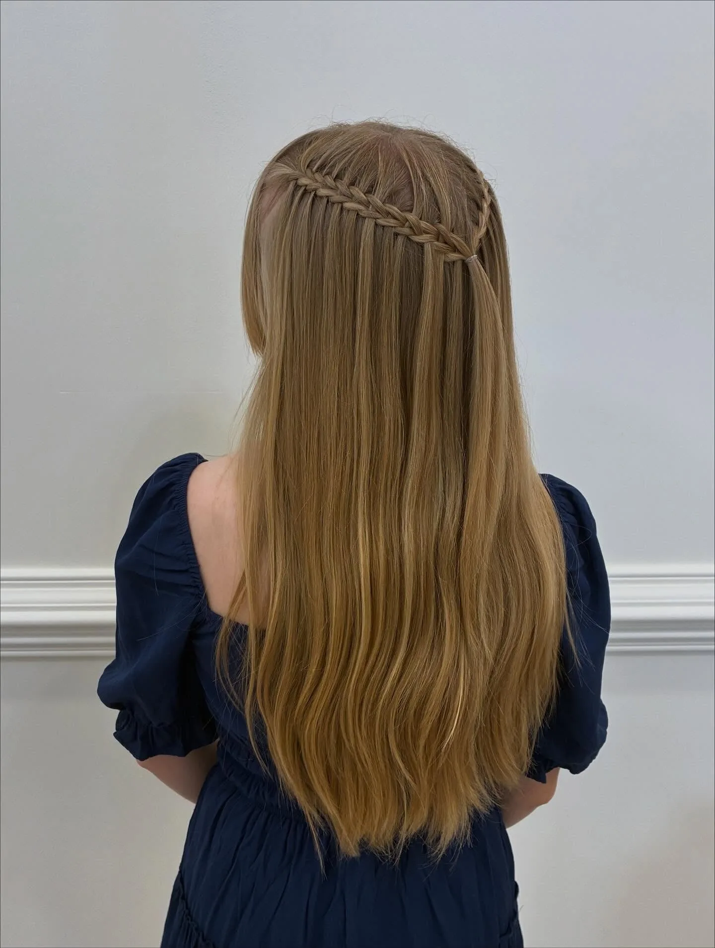 8. Golden Wheat Flow (Waterfall Braid Hairstyles)