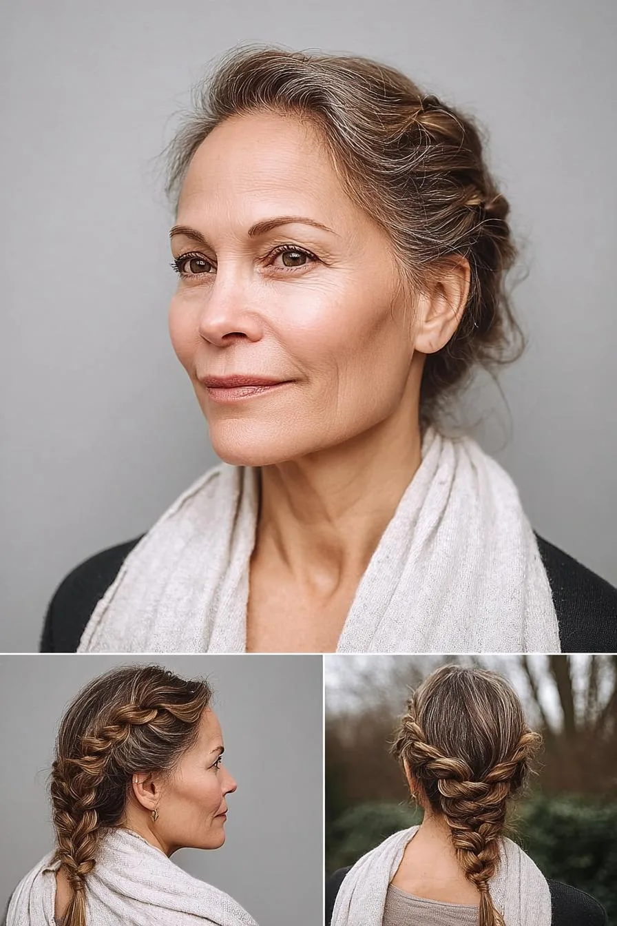 Braided crown low bun