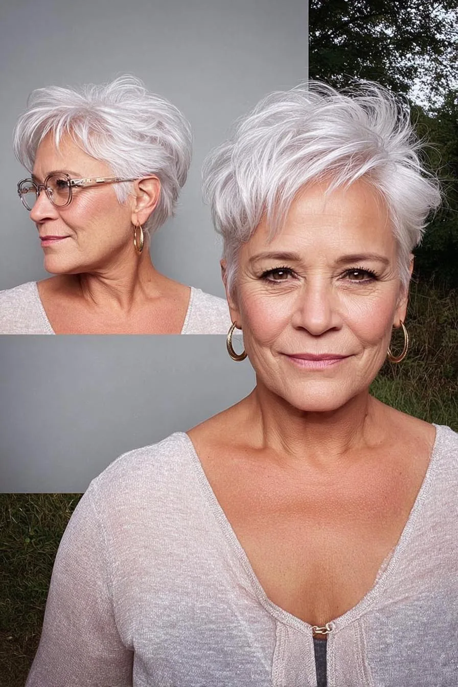 Chic Textured Silver Pixie