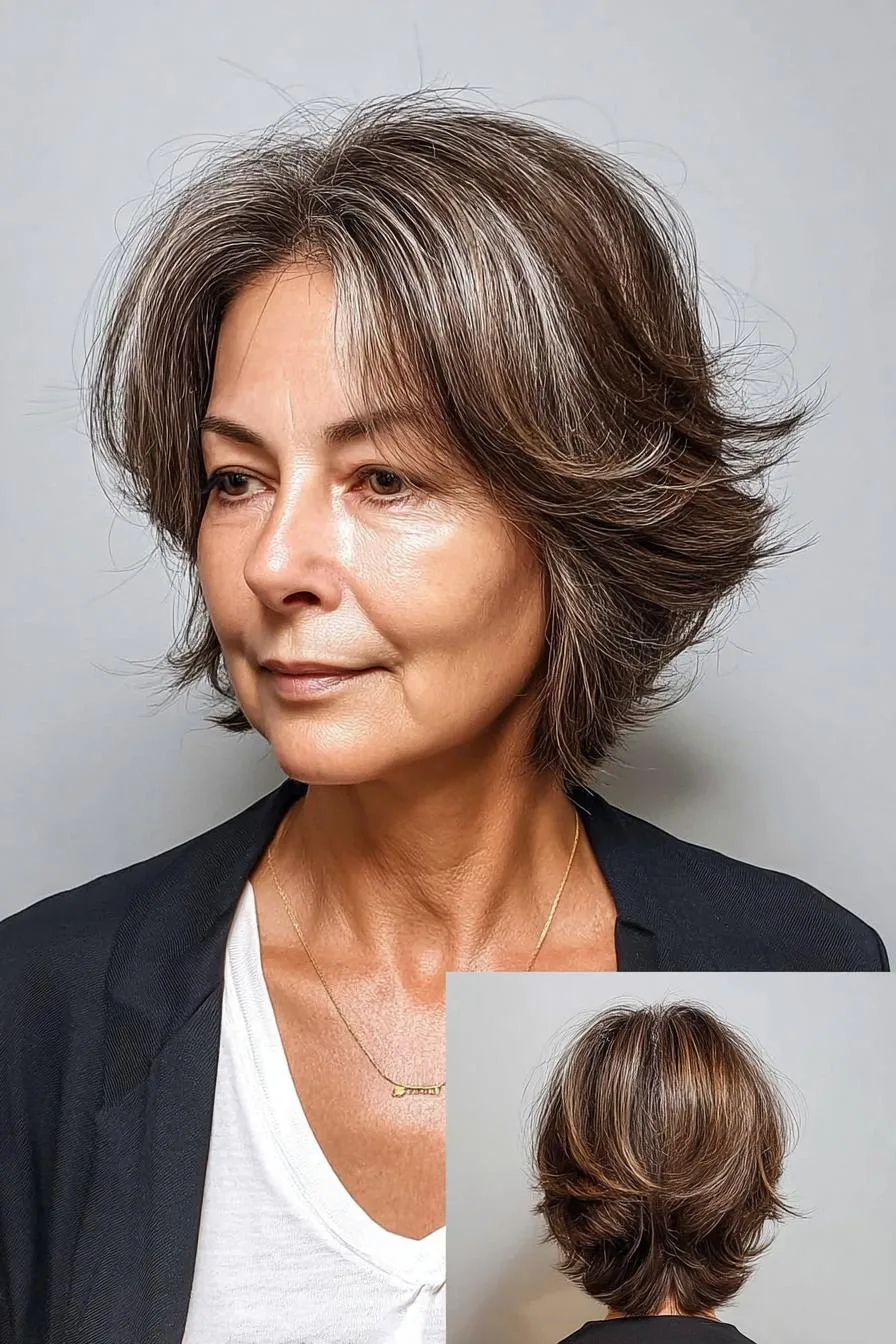 Feathered Gray Bob Elegance