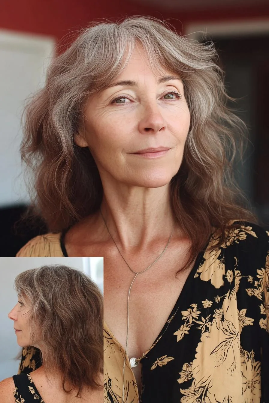 gray brunette waves
