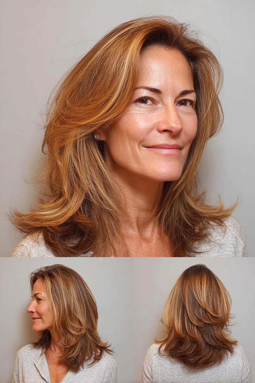 Honey blonde layered volume