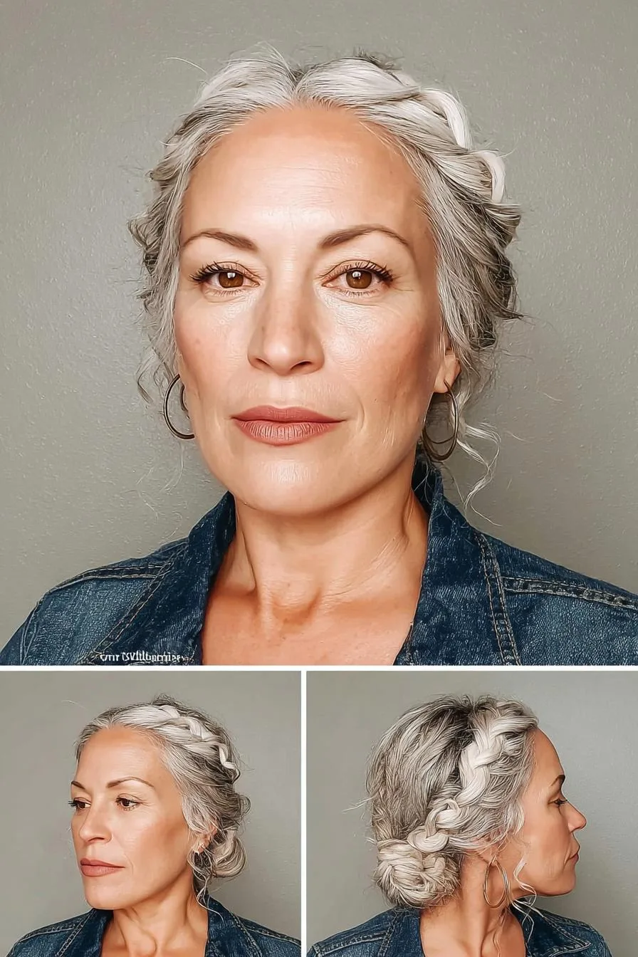 Silver crown braid elegance