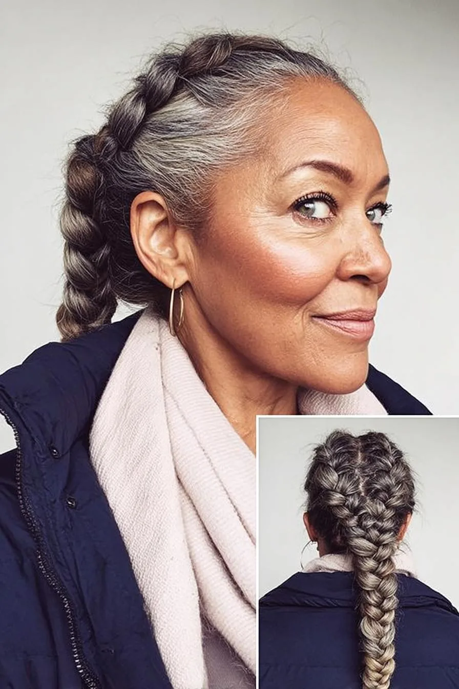 Silver gray braided elegance