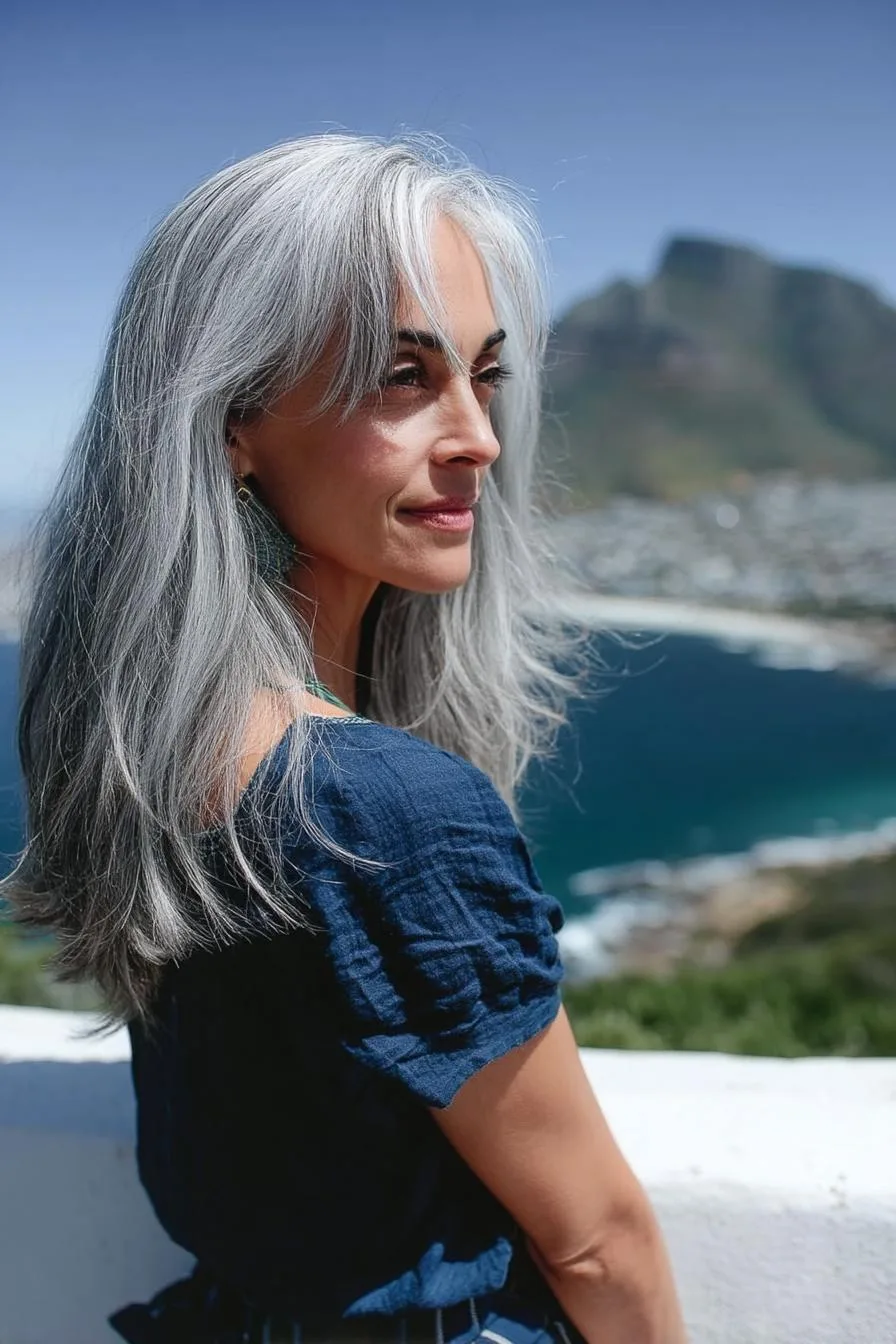 Silver Tresses Elegantly Flowing
