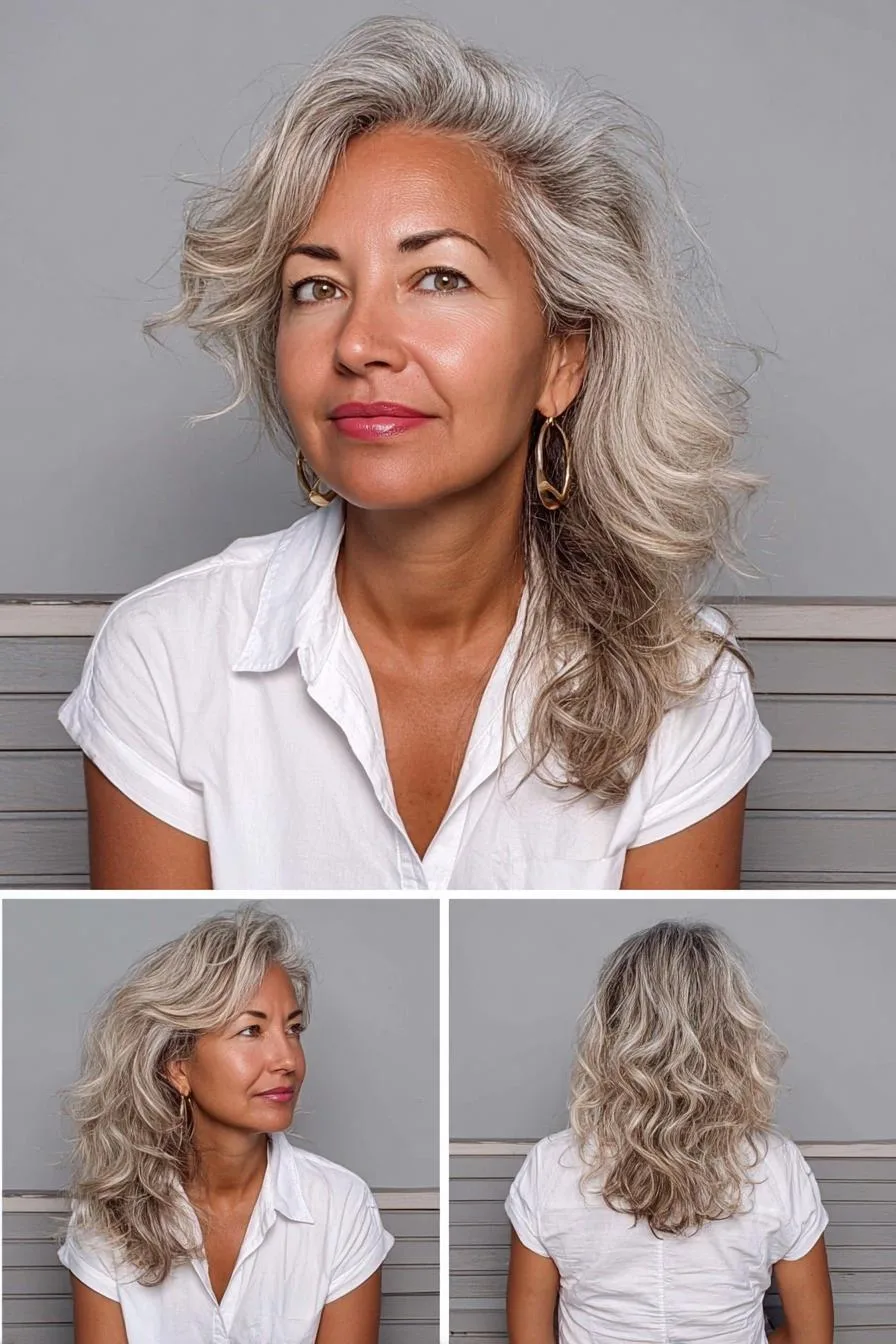 Soft Silver Wavy Bangs