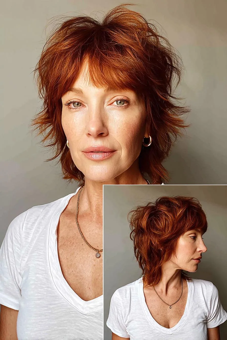 Tousled Copper Shag Bob