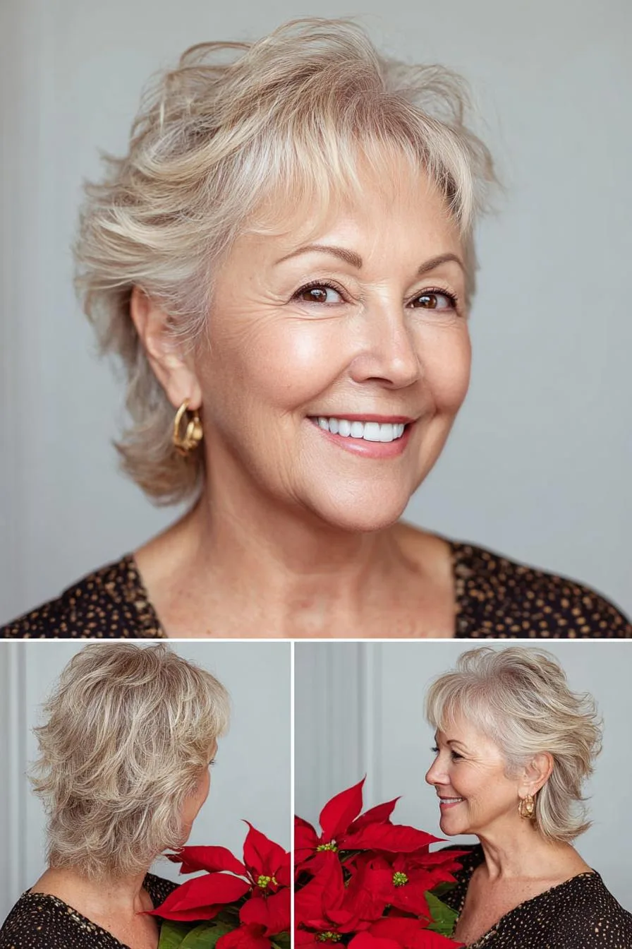 Feathered Silver Shag Bob