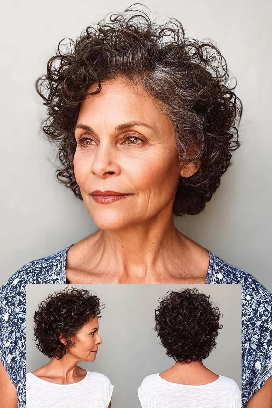 Graceful Silver Curly Bob