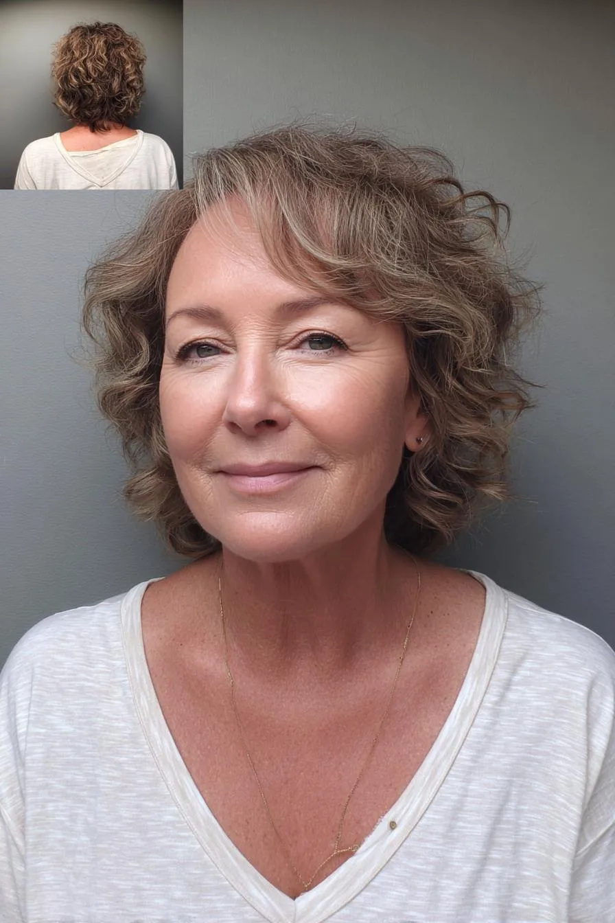 Soft Highlighted Curly Bob