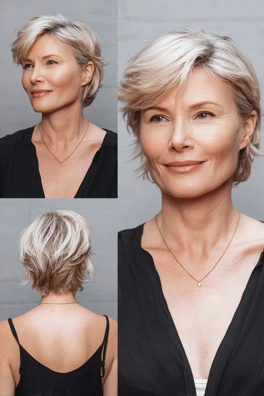 Soft layered blonde bob