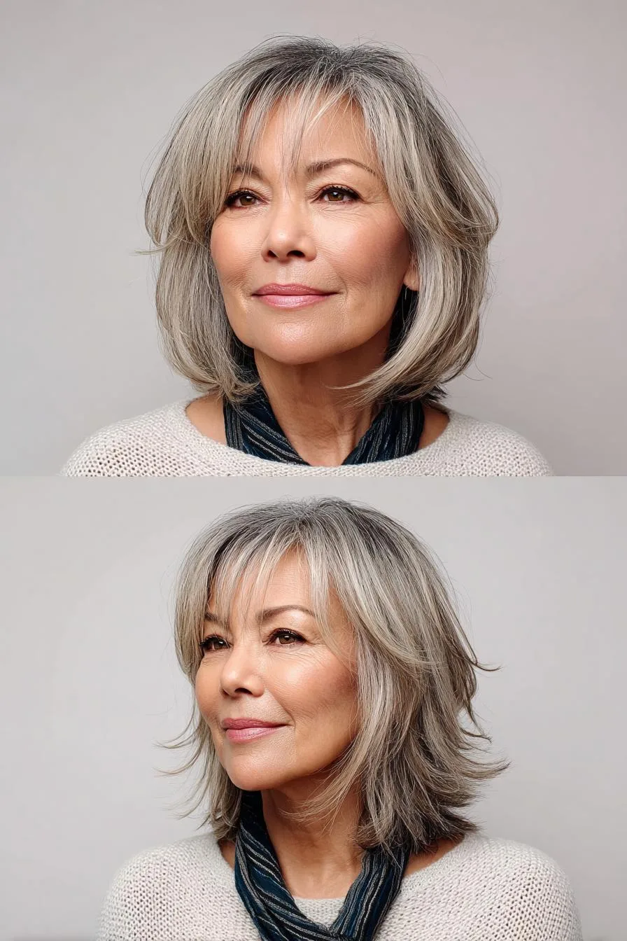 Soft silver feathered layers