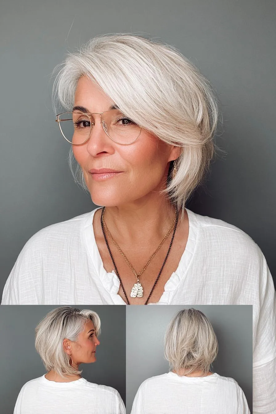 Soft Silver Layered Bob