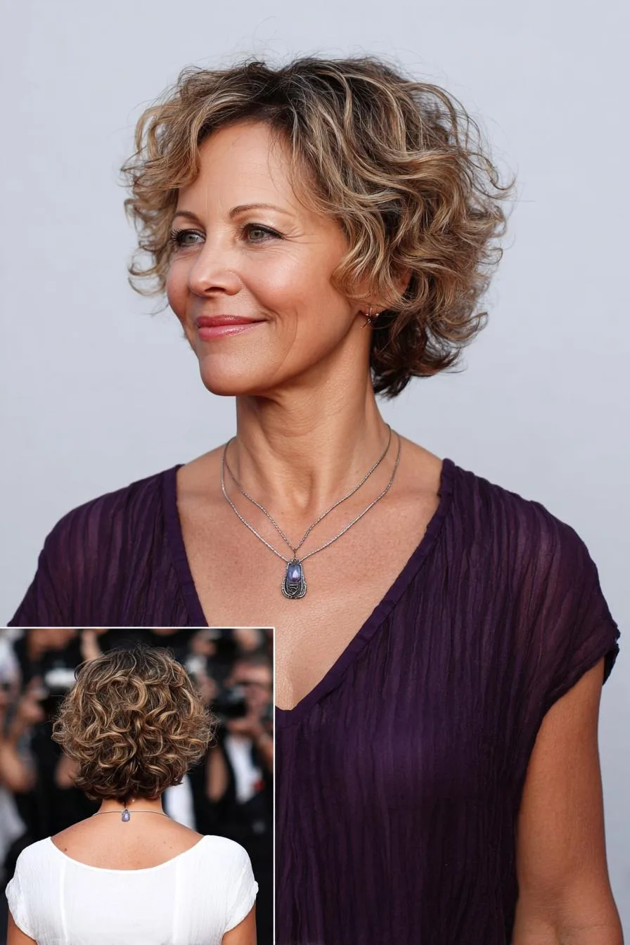 Tousled Chin Length Curly Bob