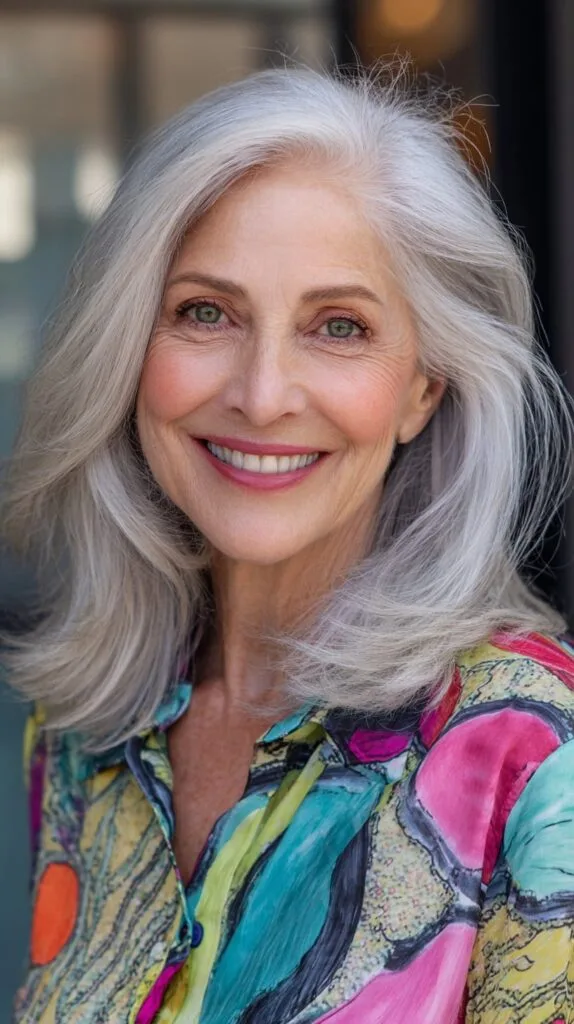 Airy Silver Shoulder-Sweeping Layers with Face-Framing Lift