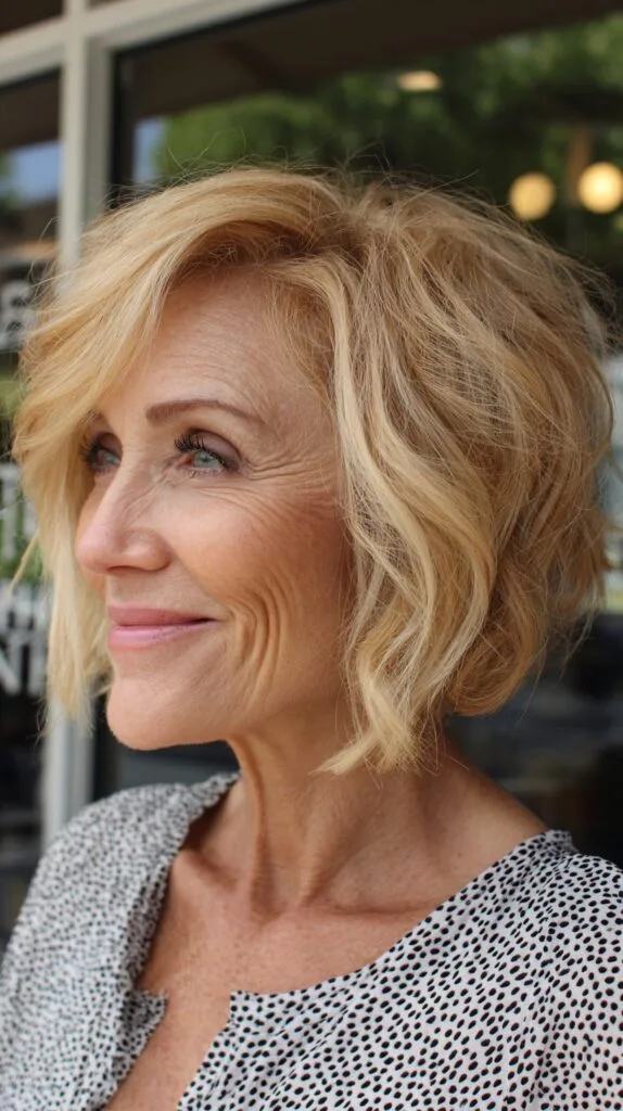 Angled Textured Chin-Length Bob with Subtle Root Smudge