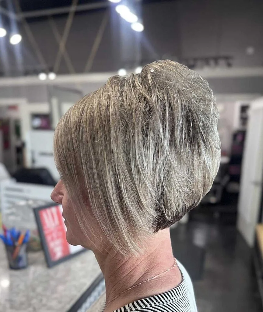 Ash Blonde Inverted Bob with Dramatic Back Graduation