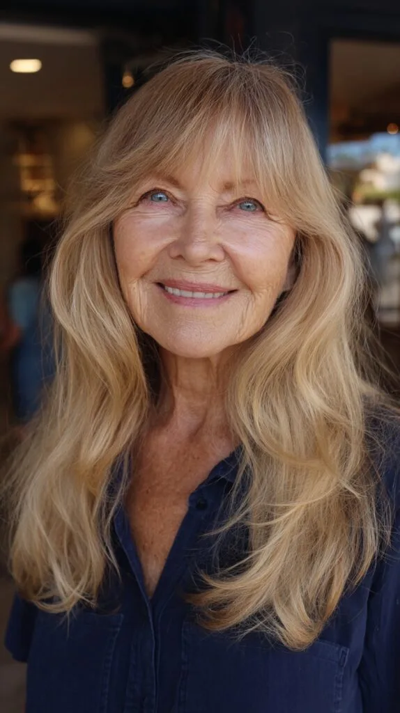 Beautiful Long Layers with Soft, Feathered Bangs