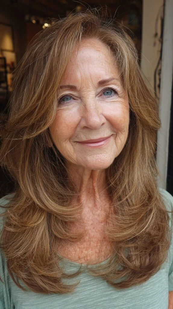 Beautiful Long Layers with Subtle Face-Framing Highlights