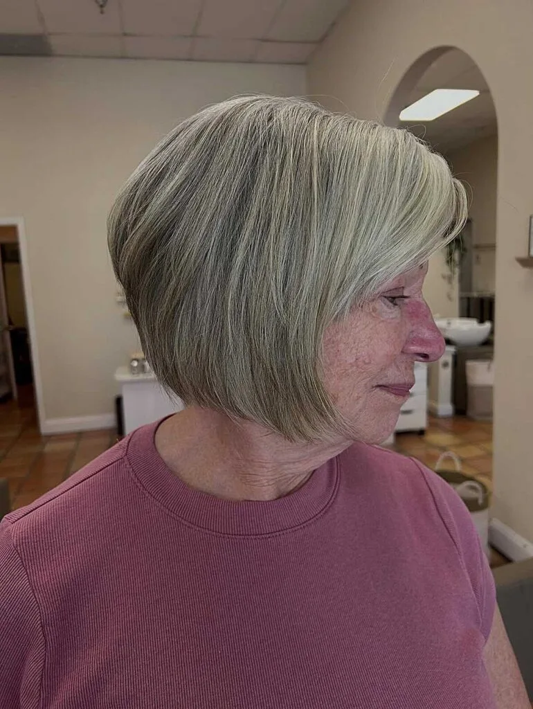 Blonde-Toned Stacked Bob with a Deep Side Part