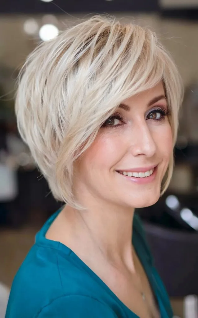 Bob-Length Pixie Cut with Side-Swept Bangs for Women Over 40